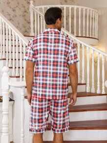 Hombres Conjunto de pijama con estampado de cuadros - Multicolor - Ver 2