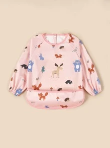 Baby Animal Pattern Long Sleeve Bib - Multicolor - View 1
