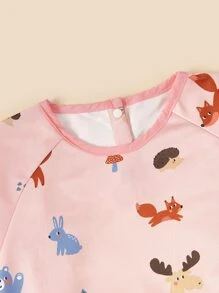 Baby Animal Pattern Long Sleeve Bib - Multicolor - View 3