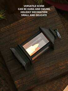 1 pieza farol decorativo con detalle de vela, farol de decoración LED ABS vintage para decoración del hogar - Amarillo - Ver 5