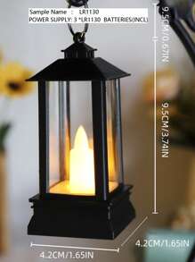 1 pieza farol decorativo con detalle de vela, farol de decoración LED ABS vintage para decoración del hogar - Amarillo - Ver 6