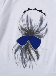 SHEIN Conjunto de camiseta estampada casual para meninas adolescentes com calça cargo para o verão