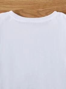SHEIN Conjunto de camiseta estampada casual para meninas adolescentes com calça cargo para o verão