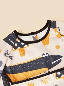 Yếm in khủng long cho bé không có tay áo - Nhiều màu - Xem 4