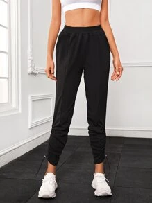 Slant Pocket Stacked Sports Trousers - Black - View 4