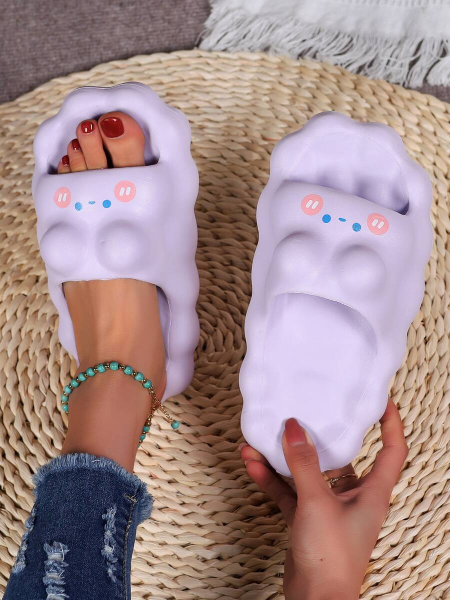 女士卡通兔子設計學院拖鞋 - 紫色 - 查看 1