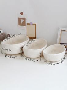 1pc Fabric Storage Basket, Bohemian White Collapsible Storage Cube For Table - White - View 2