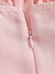 SHEIN MOD Solid Ruched Bust Layered Hem Cami Dress - Baby Pink - View 4