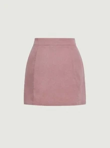 SHEIN MOD Button Front Corduroy Skirt - Pink - View 2