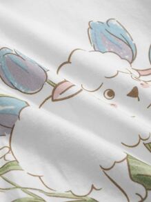 DAZY Floral & Letter Graphic Crop Tee - White - View 3