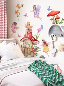 1set Fairy Mushroom House Wall Stickers For Living Room And Bedroom Decor - Multicolor - View 5