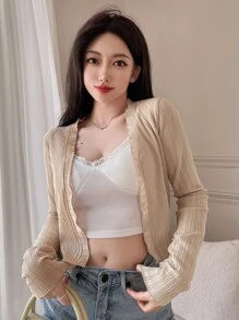 DAZY Chất rắn Mở Mặt trước Top Cây trồng - Màu Khaki - Xem 5