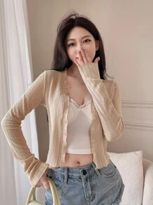 DAZY Chất rắn Mở Mặt trước Top Cây trồng - Màu Khaki - Xem 8