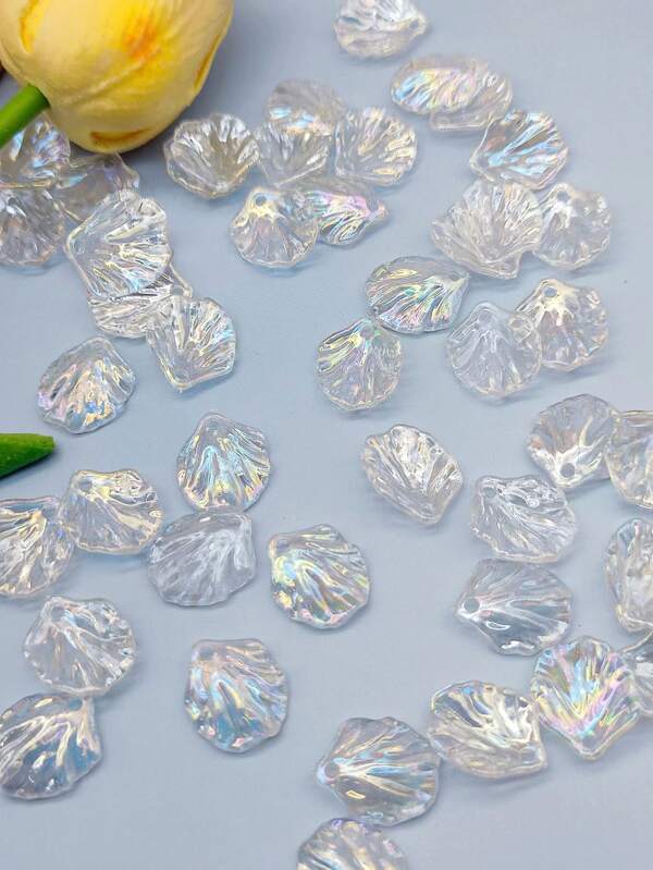50pcs Fashionable Shiny Color Leaf Pendants Suitable For Women's Jewelry Making, Hair Accessory Making, Clothing Hand Sewing Decoration, Handmade Flower Crafting