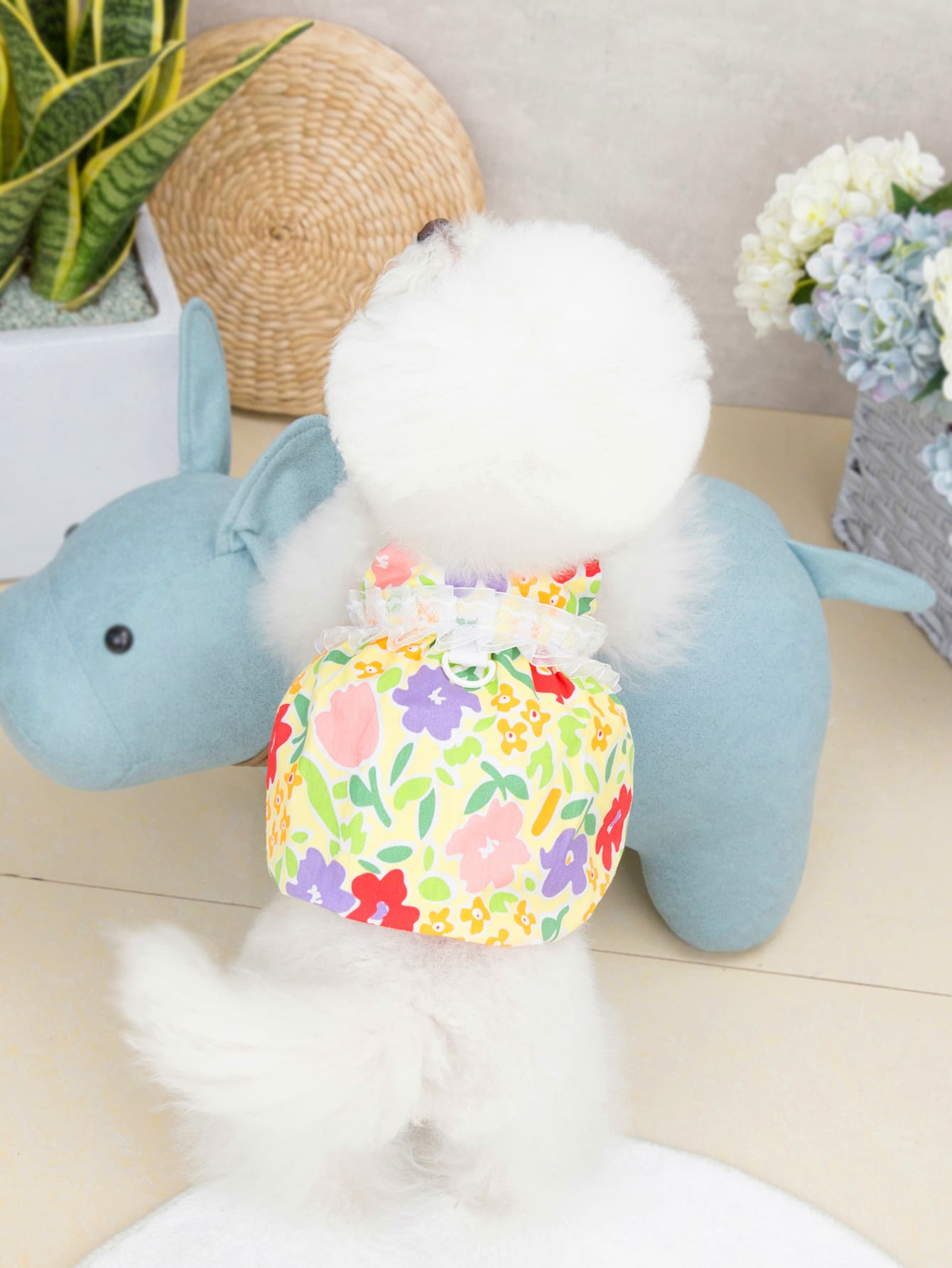 1入組印花寵物洋裝 - 杏色 - 查看 1