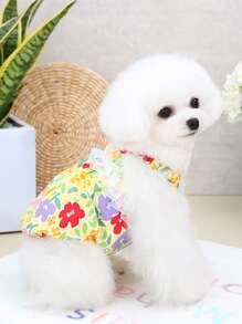 1入組印花寵物洋裝 - 杏色 - 查看 6