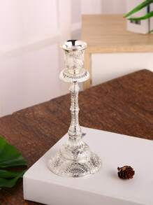1 pieza Candelabro plata aleación de zinc Vela creativo pilar en forma de para casa - Plateado - Ver 1