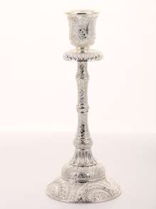 1 pieza Candelabro plata aleación de zinc Vela creativo pilar en forma de para casa - Plateado - Ver 3