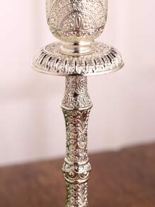 1 pieza Candelabro plata aleación de zinc Vela creativo pilar en forma de para casa - Plateado - Ver 4