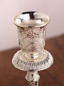 1 pieza Candelabro plata aleación de zinc Vela creativo pilar en forma de para casa - Plateado - Ver 5