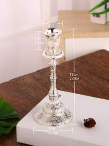 1 pieza Candelabro plata aleación de zinc Vela creativo pilar en forma de para casa - Plateado - Ver 6