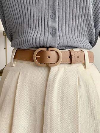 Round Buckle Belt,Women Belts Fashion Soft Artificial Leather Jeans Belts