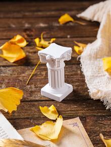 1pc Solid Color White ABS Candle Holder, Creative Pillar Shaped Candle Stand For Home - White - View 4