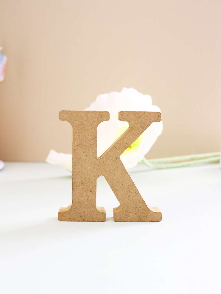 1入組字母K形裝飾工藝品家居木製裝飾品 - 卡其色 - 查看 1