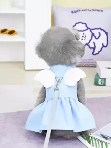 1入組翅膀裝飾寵物連衣裙 - 藍色 - 查看 2