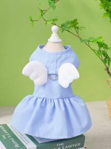1入組翅膀裝飾寵物連衣裙 - 藍色 - 查看 5