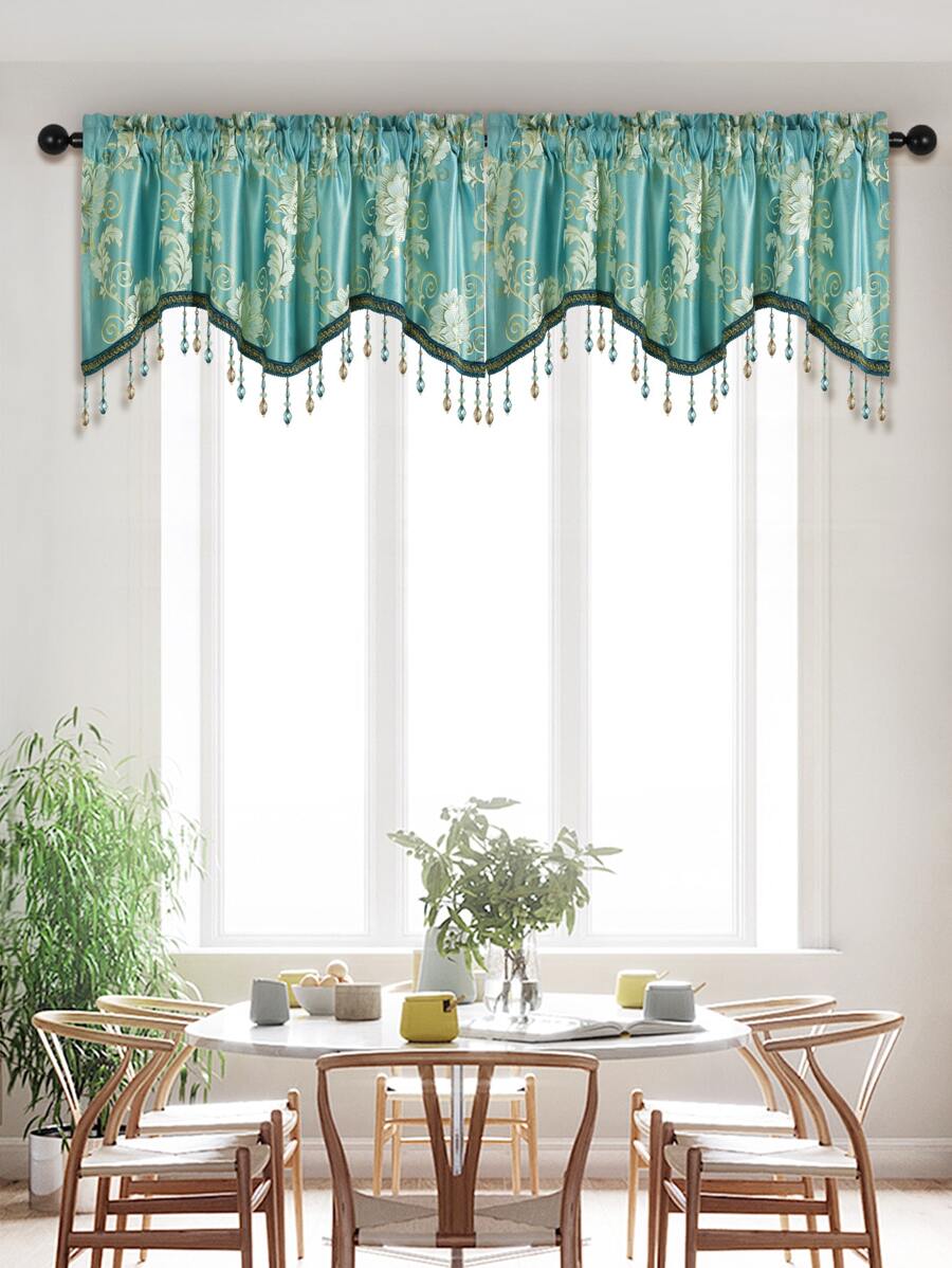 1 pieza Cenefa de cortina con diseño de fleco ventana moderno poliéster para casa - Multicolor - Ver 1