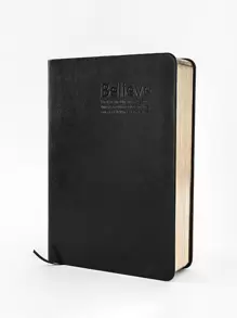 1pc Super Thick Blank Leather Diary Planner Notebook With Gold Edge, Black - Black - View 1