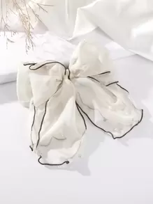 1个女士大号珍珠蝴蝶结发夹，适合冬季女士穿搭，蝴蝶结，可爱，发饰