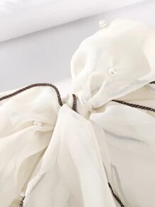 1个女士大号珍珠蝴蝶结发夹，适合冬季女士穿搭，蝴蝶结，可爱，发饰