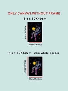 1入組宇航員圖案無框畫,現代化學纖維家庭裝飾牆壁藝術繪畫 - 彩色 - 查看 3