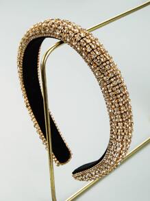 1入女士鑲鑽裝飾豪華發帶，適用於裝飾派對 - 金色 - 查看 1