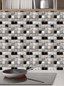 6pcs PVC Kitchen Sticker, Daily Marble Pattern Waterproof Removable Self-adhesive Sticker For Kitchen - Multicolor - View 3
