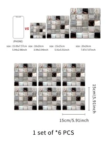 6pcs PVC Kitchen Sticker, Daily Marble Pattern Waterproof Removable Self-adhesive Sticker For Kitchen - Multicolor - View 6
