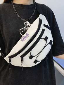 日常生活用大容量腰包抽繩細節滌綸