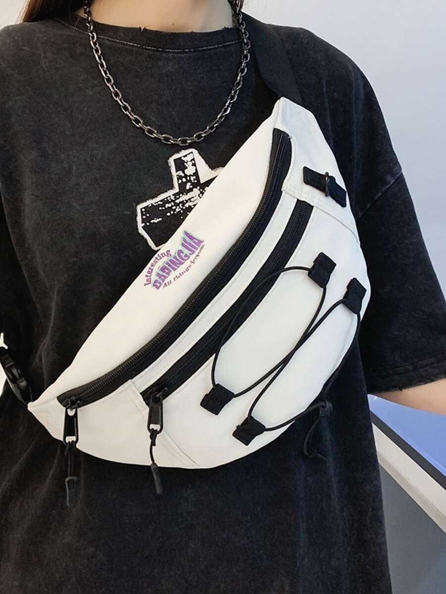 日常生活用大容量腰包抽繩細節滌綸