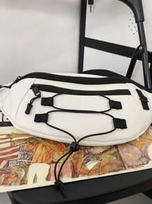 日常生活用大容量腰包抽繩細節滌綸