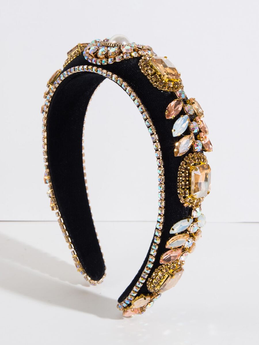 1 băng đô nữ trang trí bằng đá trang trí sang trọng, để trang trí tóc - Vàng - Xem 1