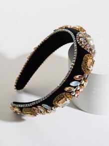 1 băng đô nữ trang trí bằng đá trang trí sang trọng, để trang trí tóc - Vàng - Xem 2