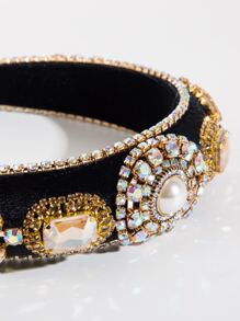 1 băng đô nữ trang trí bằng đá trang trí sang trọng, để trang trí tóc - Vàng - Xem 3