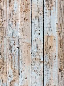 1pc PVC Wall Paper, Vintage Wooden Pattern Wall Adhesive Roll For Home - Blue - View 1