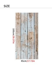 1pc PVC Wall Paper, Vintage Wooden Pattern Wall Adhesive Roll For Home - Blue - View 6