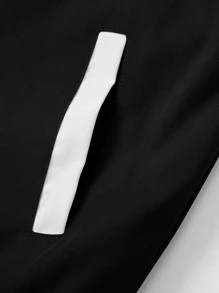 Aesthetic Post 男士字母圖案雙色學院風夾克無連帽衫 - 黑色 - 查看 5