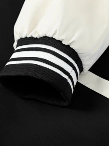 Aesthetic Post 男士字母圖案雙色學院風夾克無連帽衫 - 黑色 - 查看 6