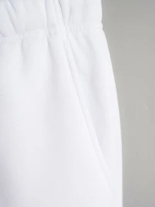 男士袋鼠口袋抽繩連帽衫和運動褲 - 白色 - 查看 3