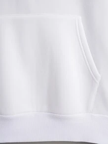 男士袋鼠口袋抽繩連帽衫和運動褲 - 白色 - 查看 7